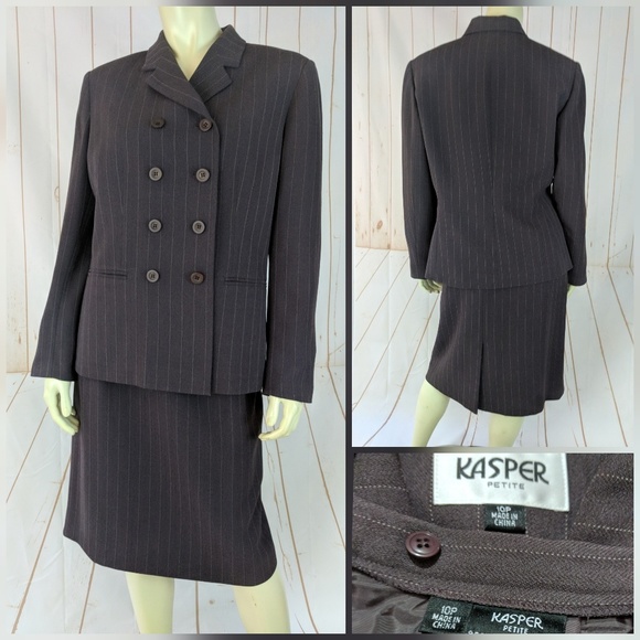 Kasper Skirts Kasper Blazer Suit P Pinstripe Doublebreasted Poshmark